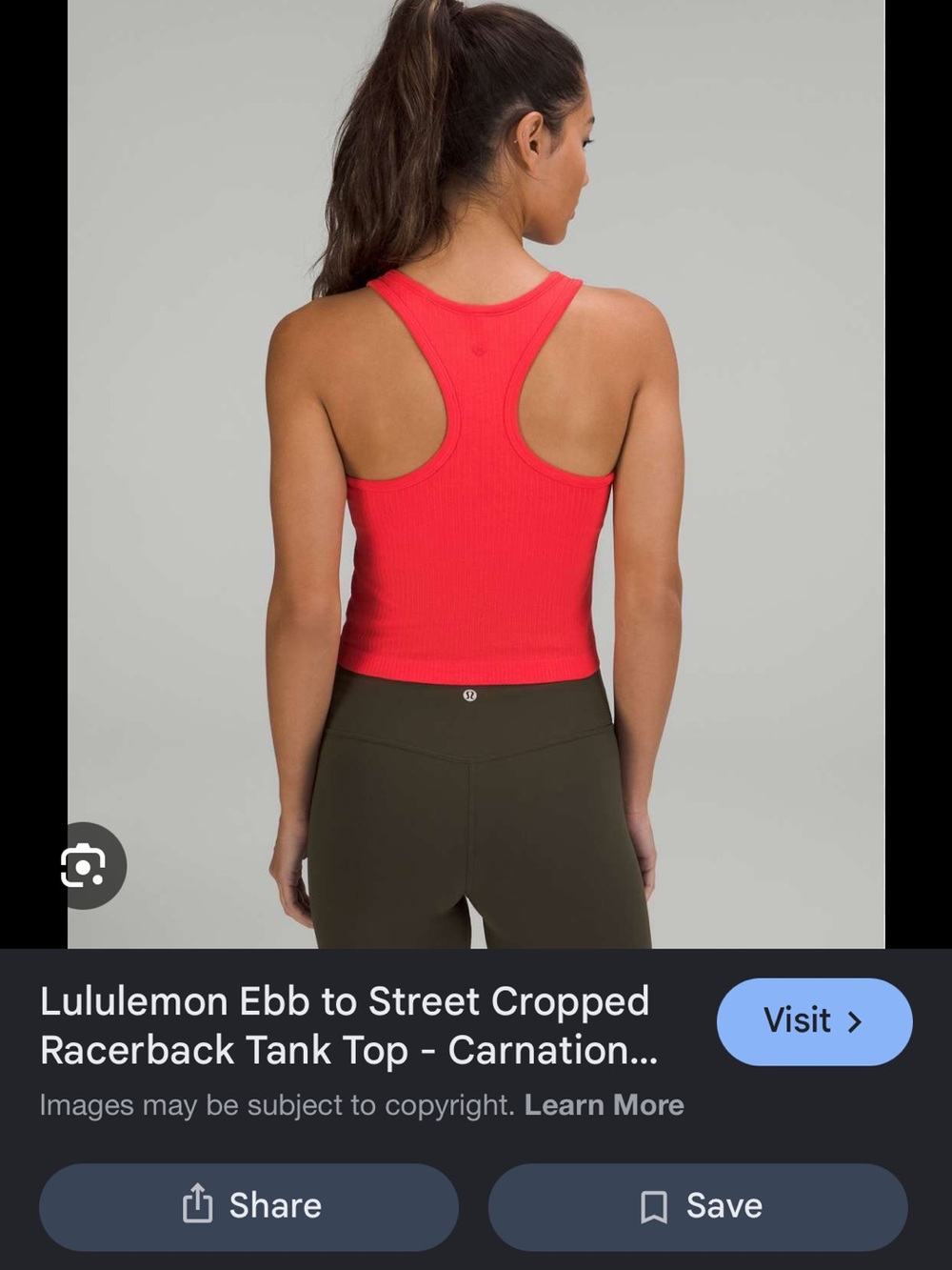 Lululemon Ebb to Street Cropped Racerback Tank - Picture 2 of 4